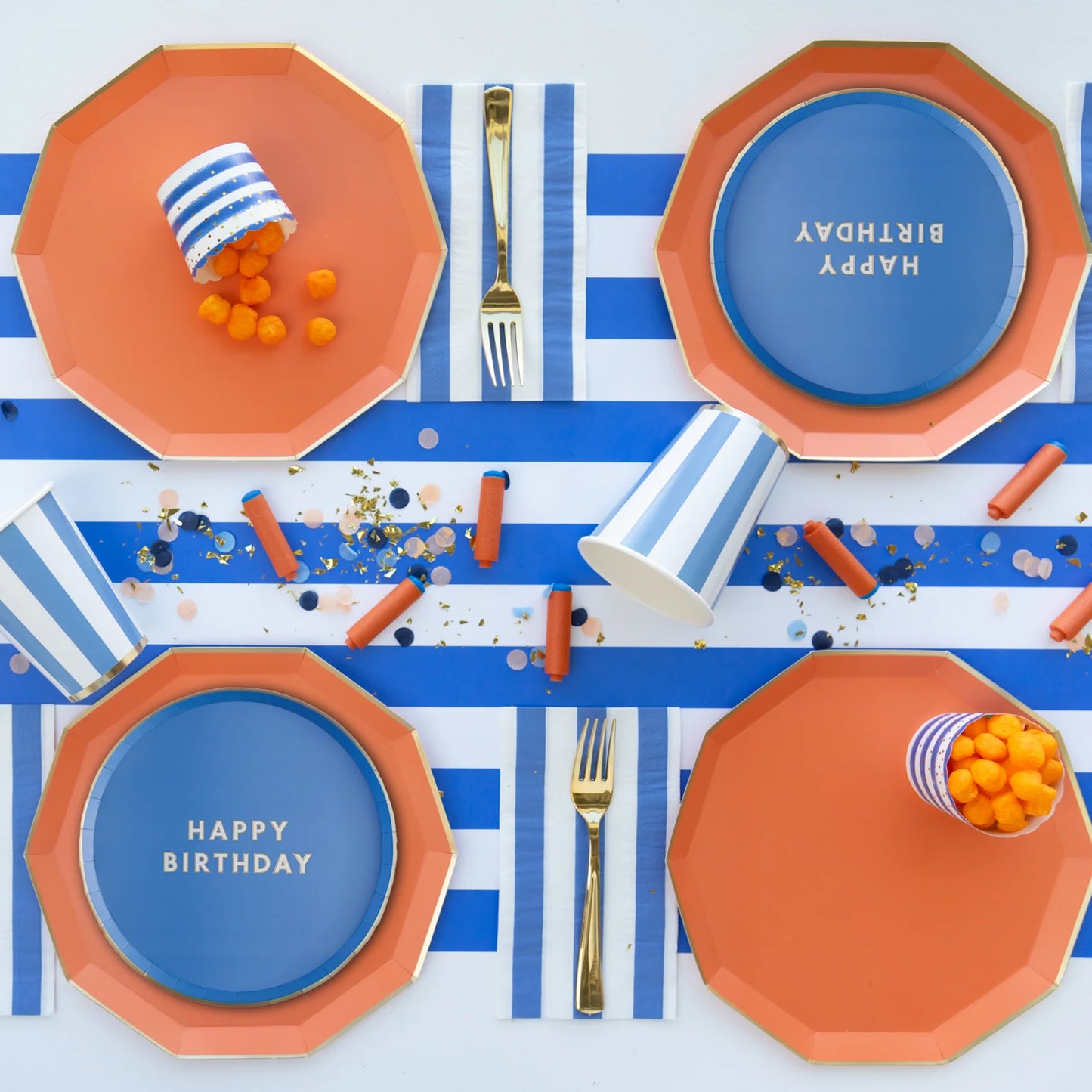 Palisades Blue Signature Cabana Stripe Paper Table Runner