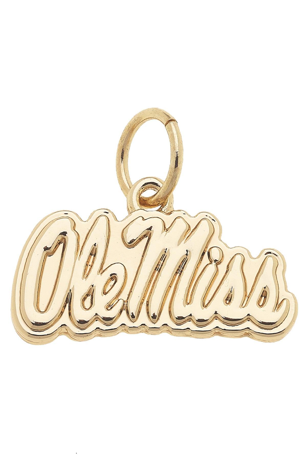 Ole Miss Rebels Logo Charm in Shiny Gold