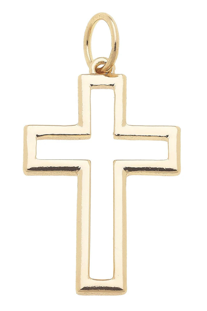 Open Cross Charm in Shiny Gold