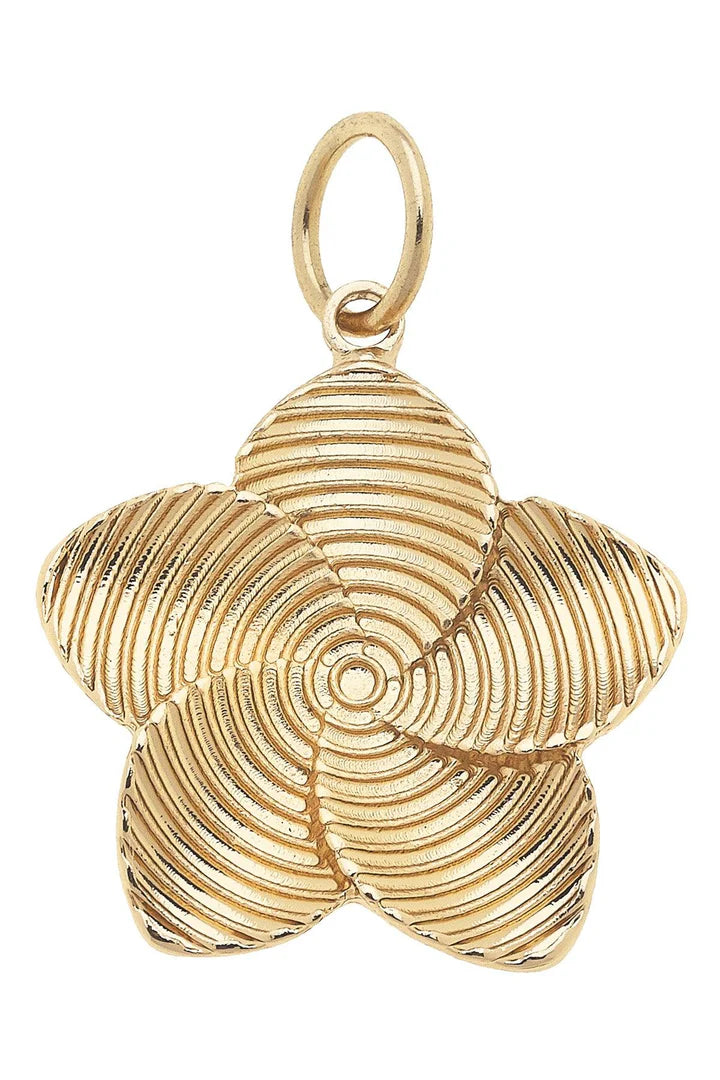Swirl Flower Charm in Shiny Gold