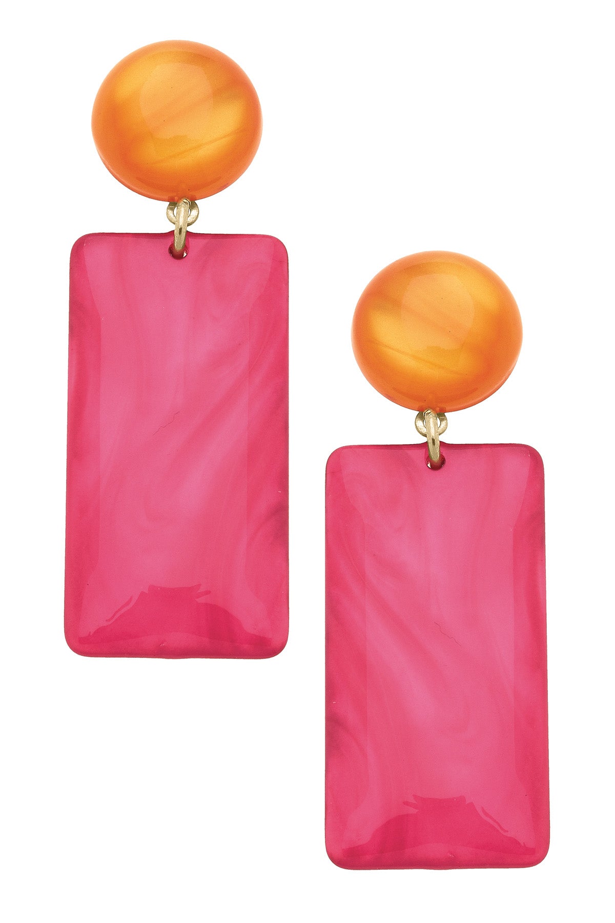 Fuchsia & Orange Sophie Marbled Resin Geo Earrings