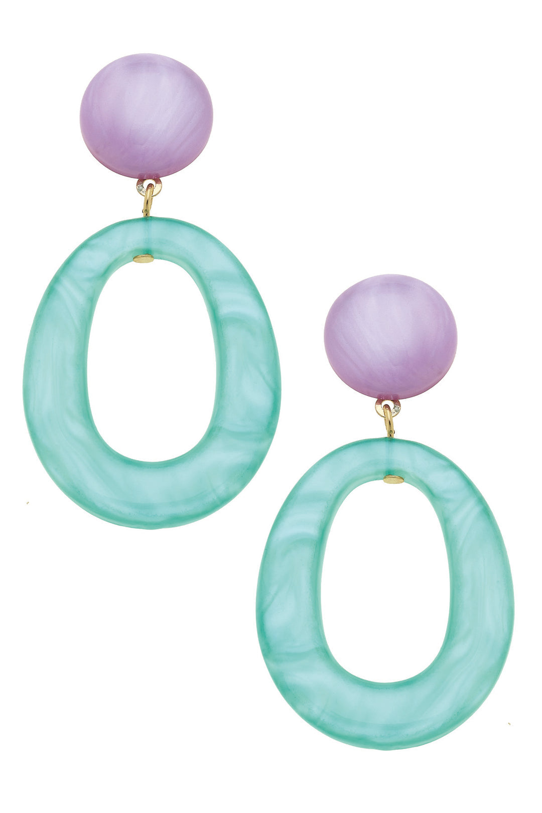 Lavender & Mint Ansley Marbled Shape Resin Earrings