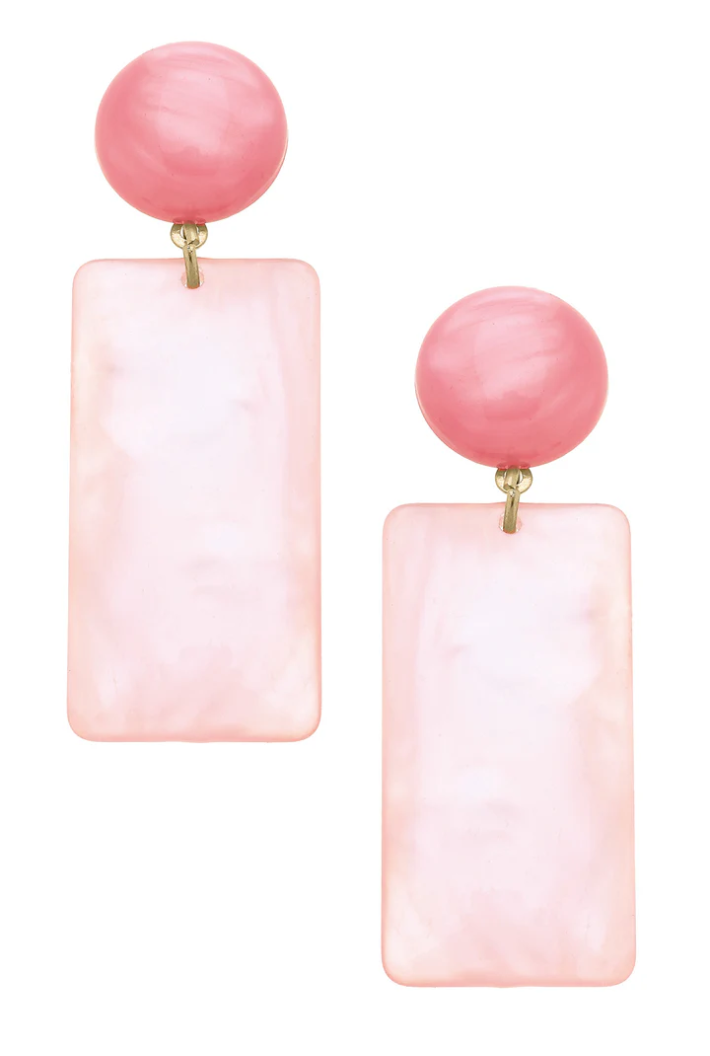 Light Pink Sophie Marbled Resin Geo Earrings