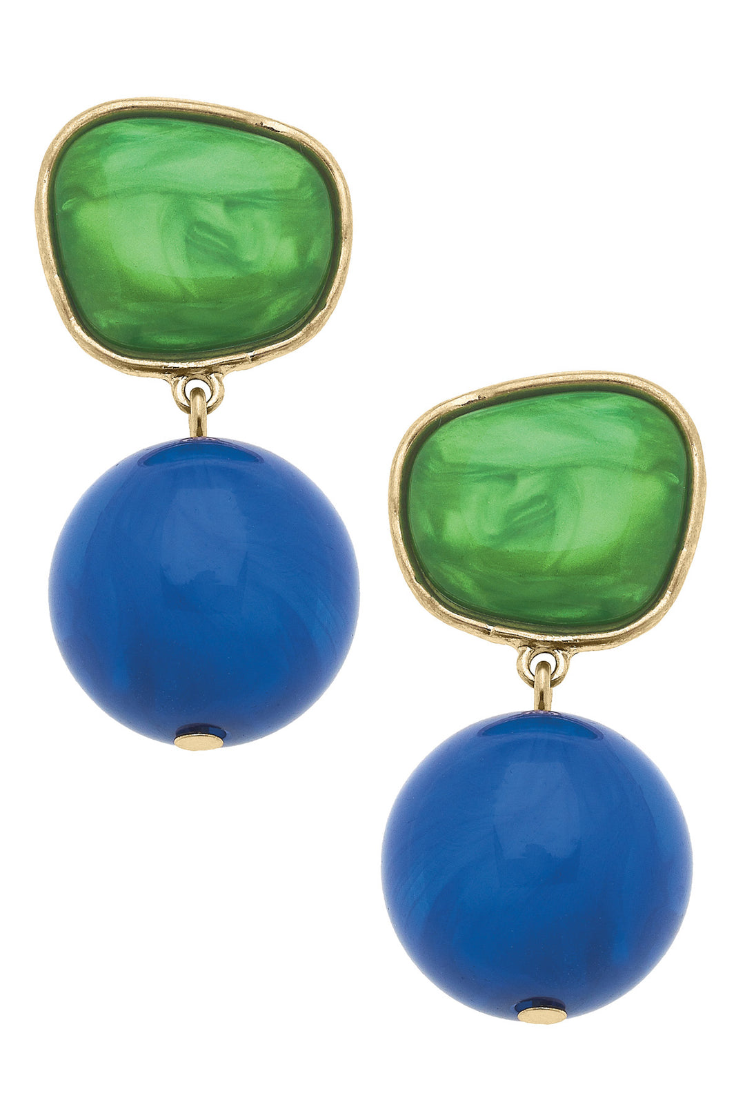 Green & Blue Ophelia Marbled Resin Drop Earrings