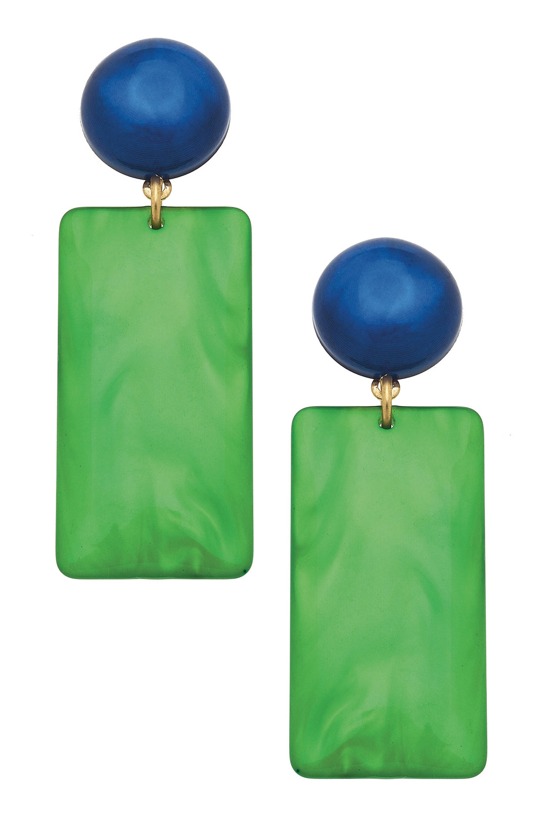 Blue & Green Sophia Marbled Resin Geo Earrings