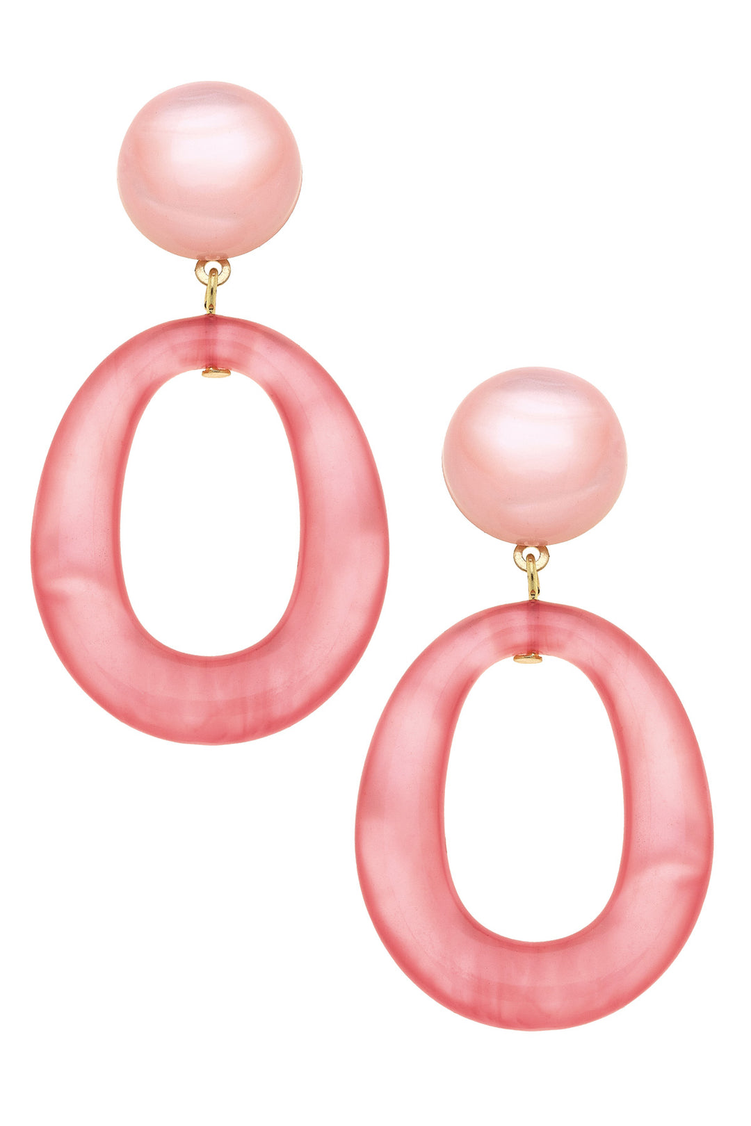 Light Pink Ansley Marbled Shape Resin Earrings