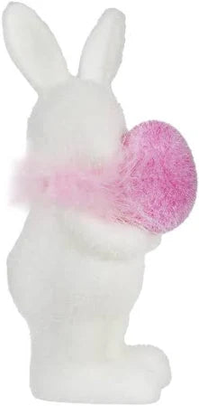 Flocked White Bunny with Egg (Multiple Styles Available)