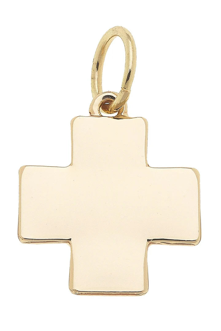 Square Cross Charm in Shiny Gold