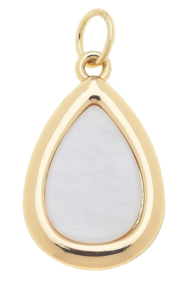 Teardrop Outline Charm in Mother of Pearl