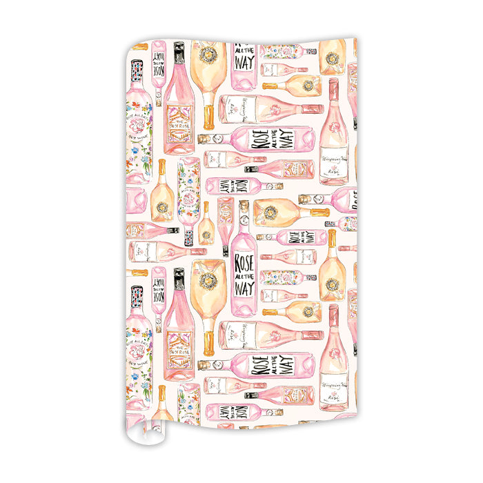 Handpainted Rosé Bottles Wrapping Paper Roll
