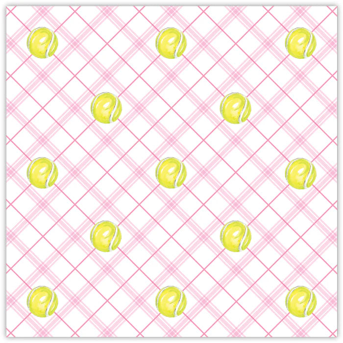 Square Placemat: Handpainted Tennis Balls on Preppy Plaid