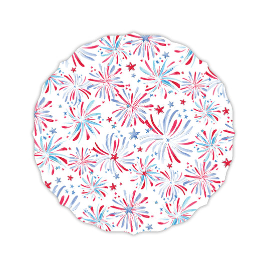 Posh Die-Cut Placemat: Handpainted Red, White, and Blue Fireworks