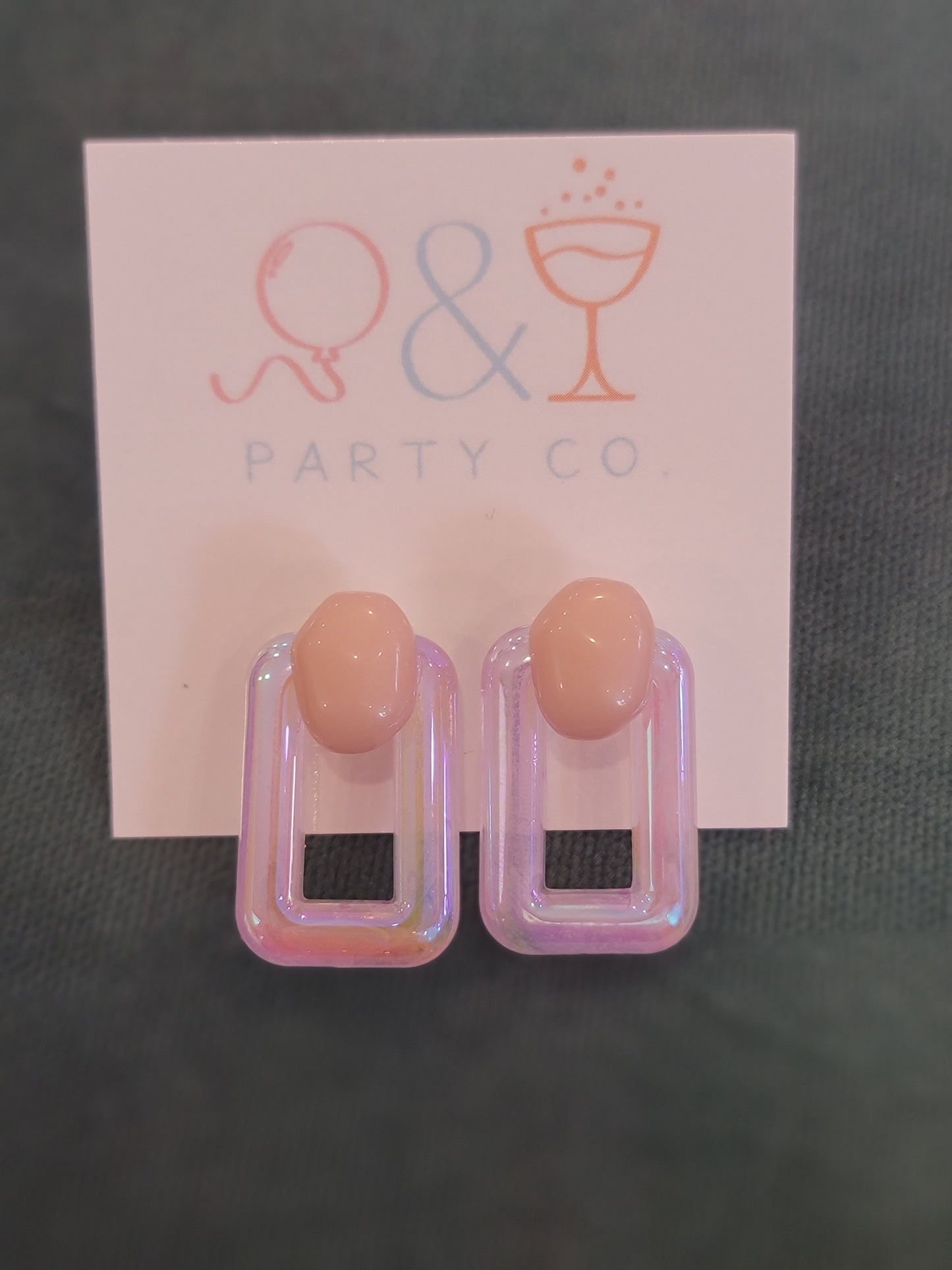 Acrylic Rectangle Earrings: Pink