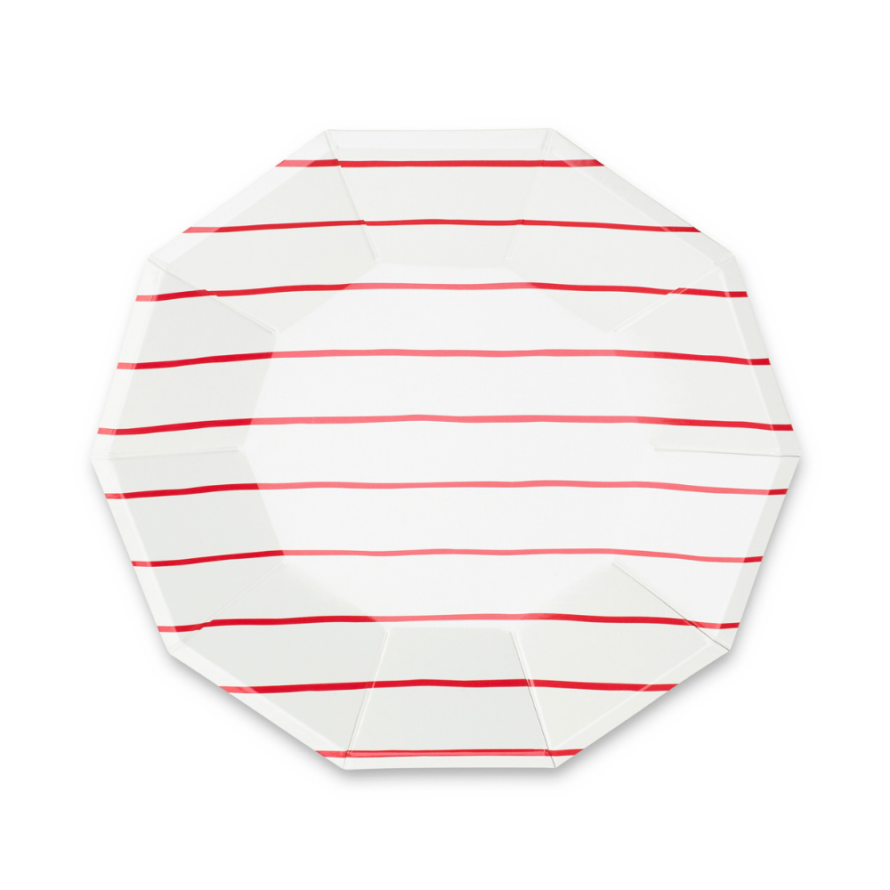 Candy Apple Frenchie Stripe Large Plates