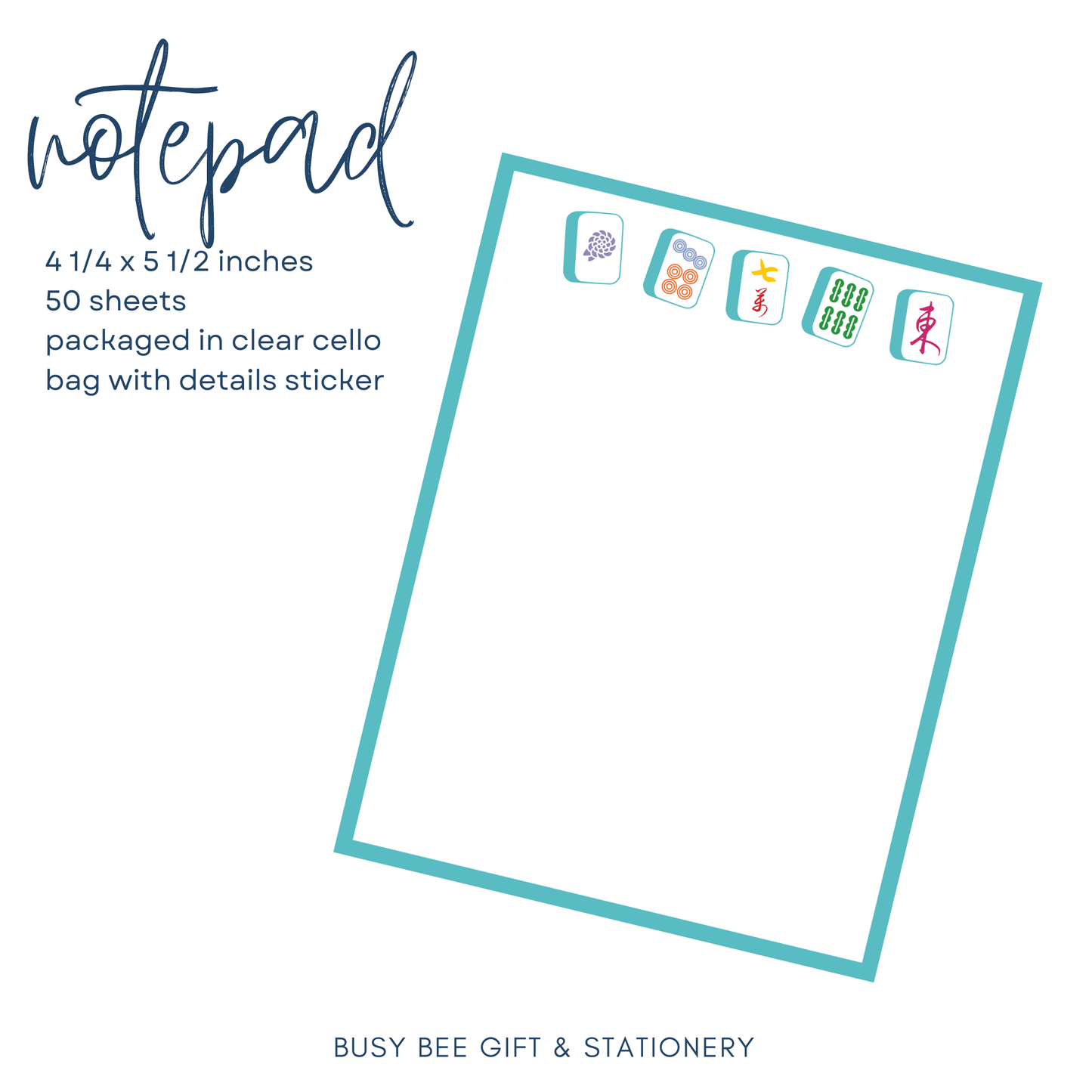 Mahjong Tiles Notepad (4.25x5.5 in)