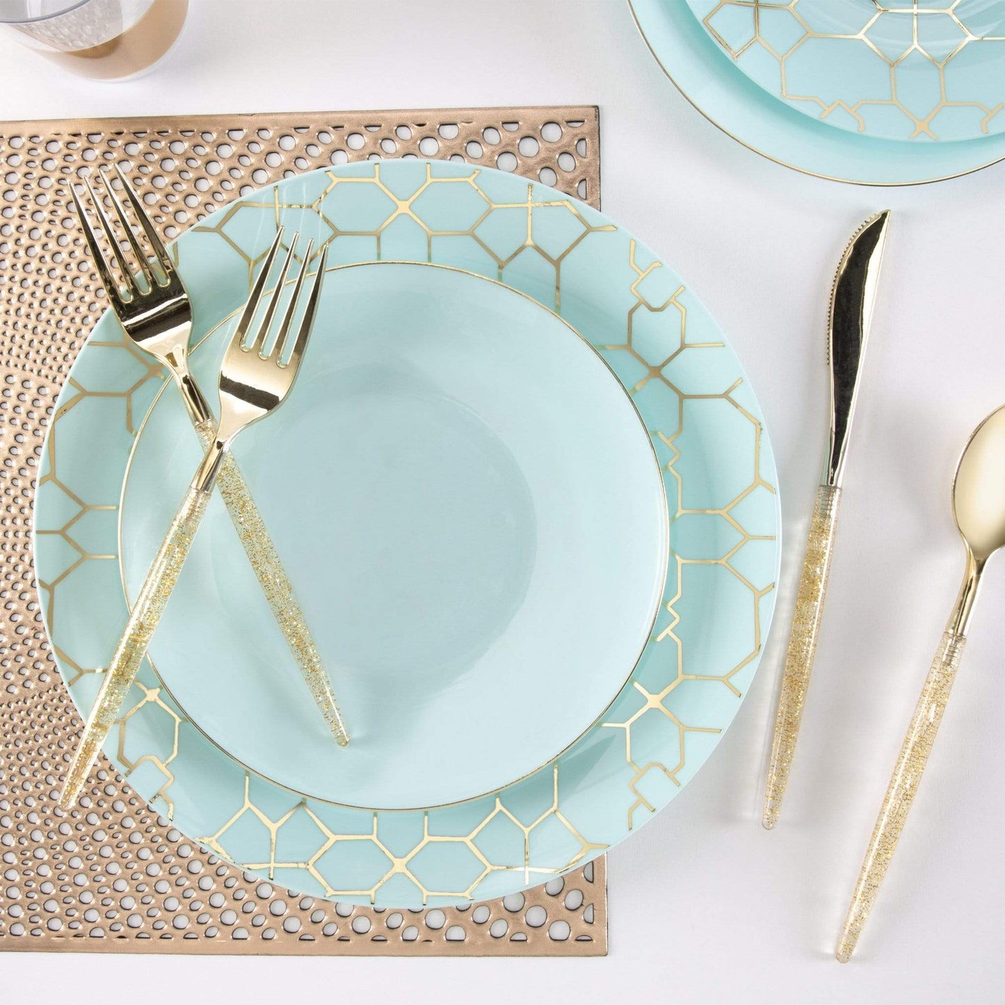 Plastic Side Plates: Mint • Gold