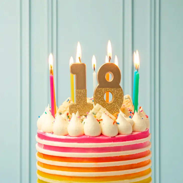 Gold Glitter Number Candles: 4