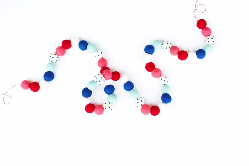 Felt Ball Garland: 4th of July