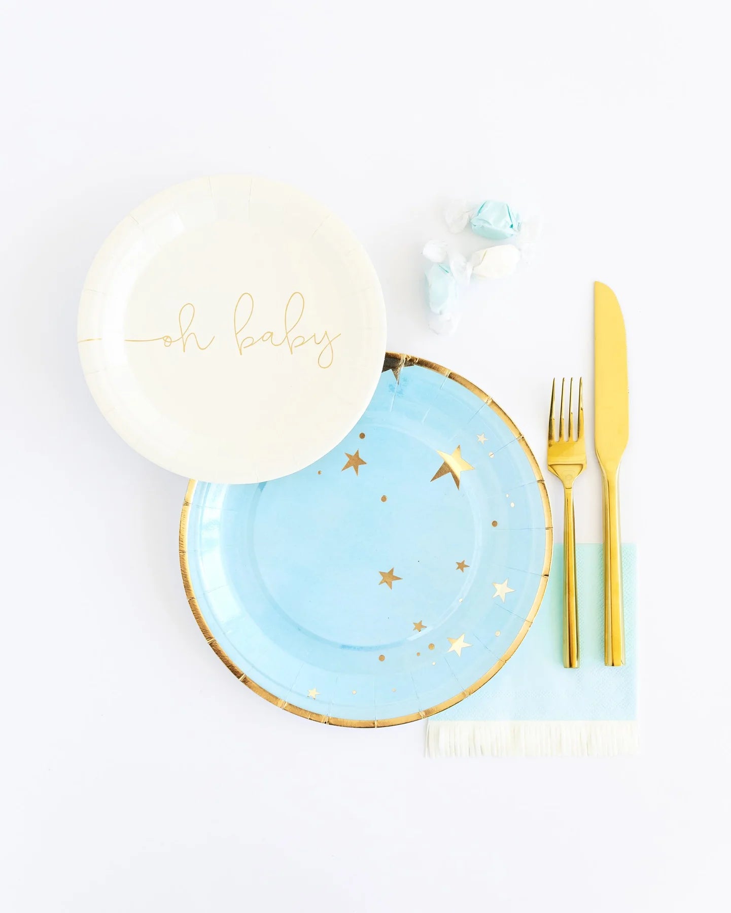 9" Plates: Baby Blue Star