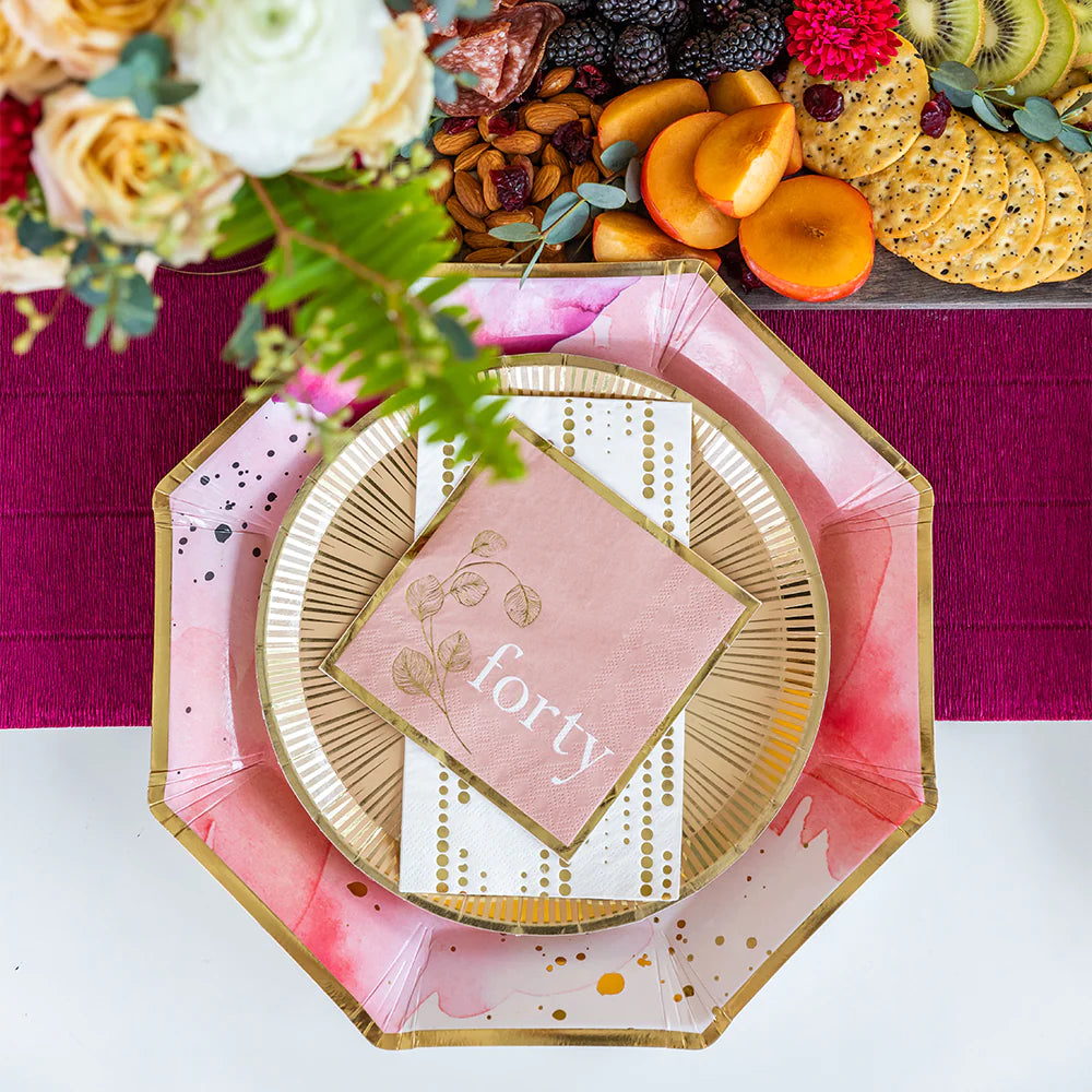 Cocktail Napkins: Blush 40th