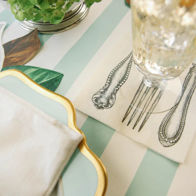 Seafoam Classic Stripe Paper Table Runner