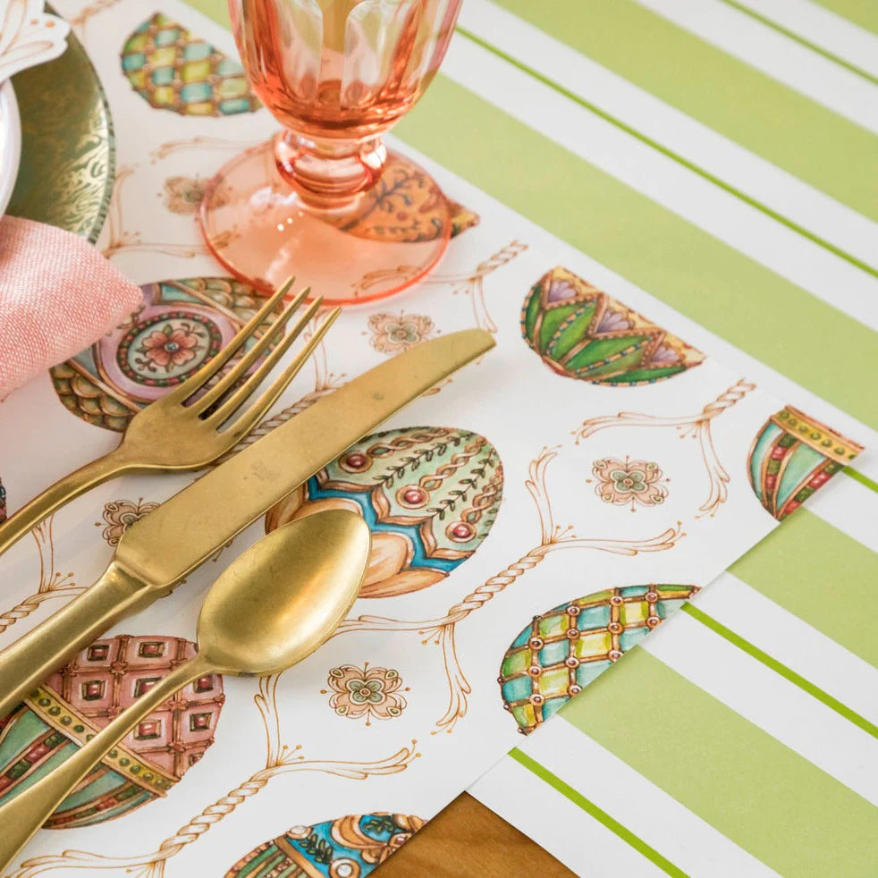 Green Awning Stripe Paper Table Runner