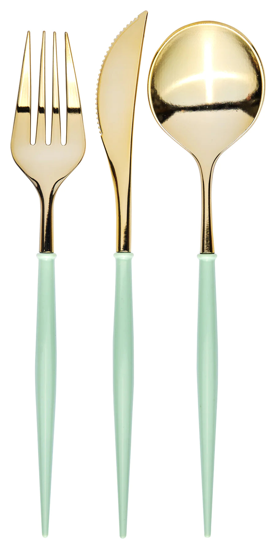 Bella Cutlery: Gold/Mint Handles