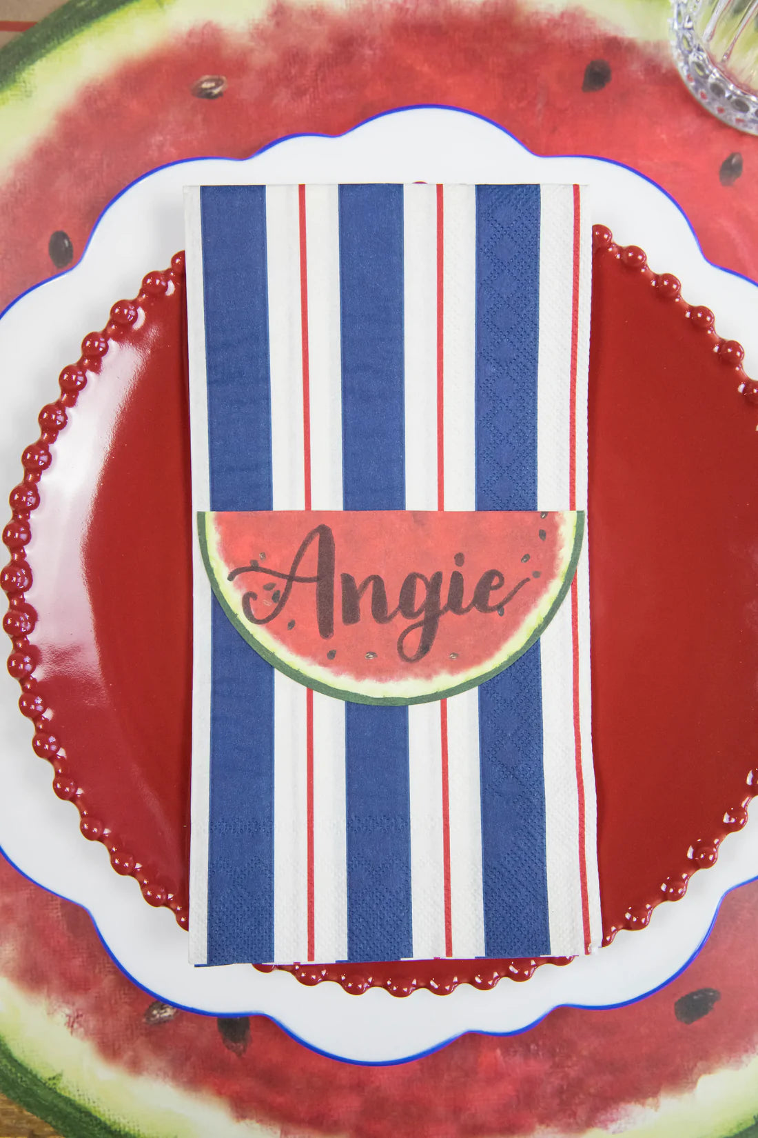 Navy & Red Awning Stripe Guest Napkins