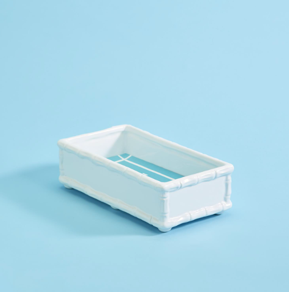 Hampton Faux Bamboo Guest Towel Tray: White