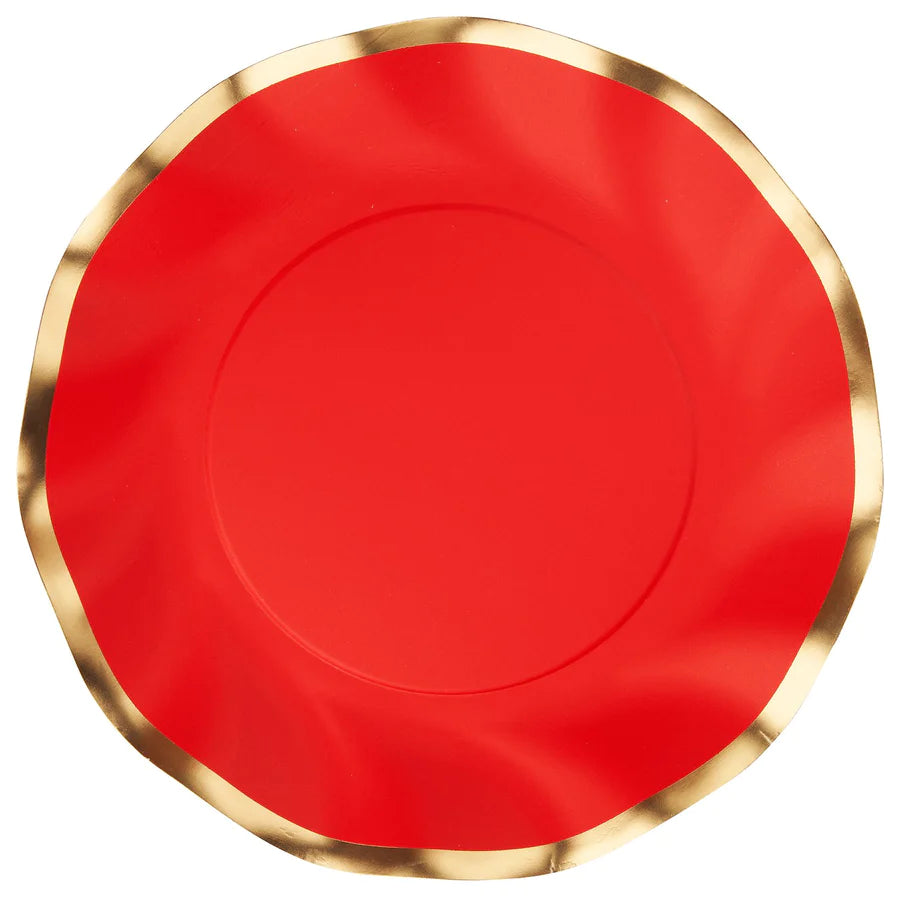 Everyday Red Wavy Salad Plate