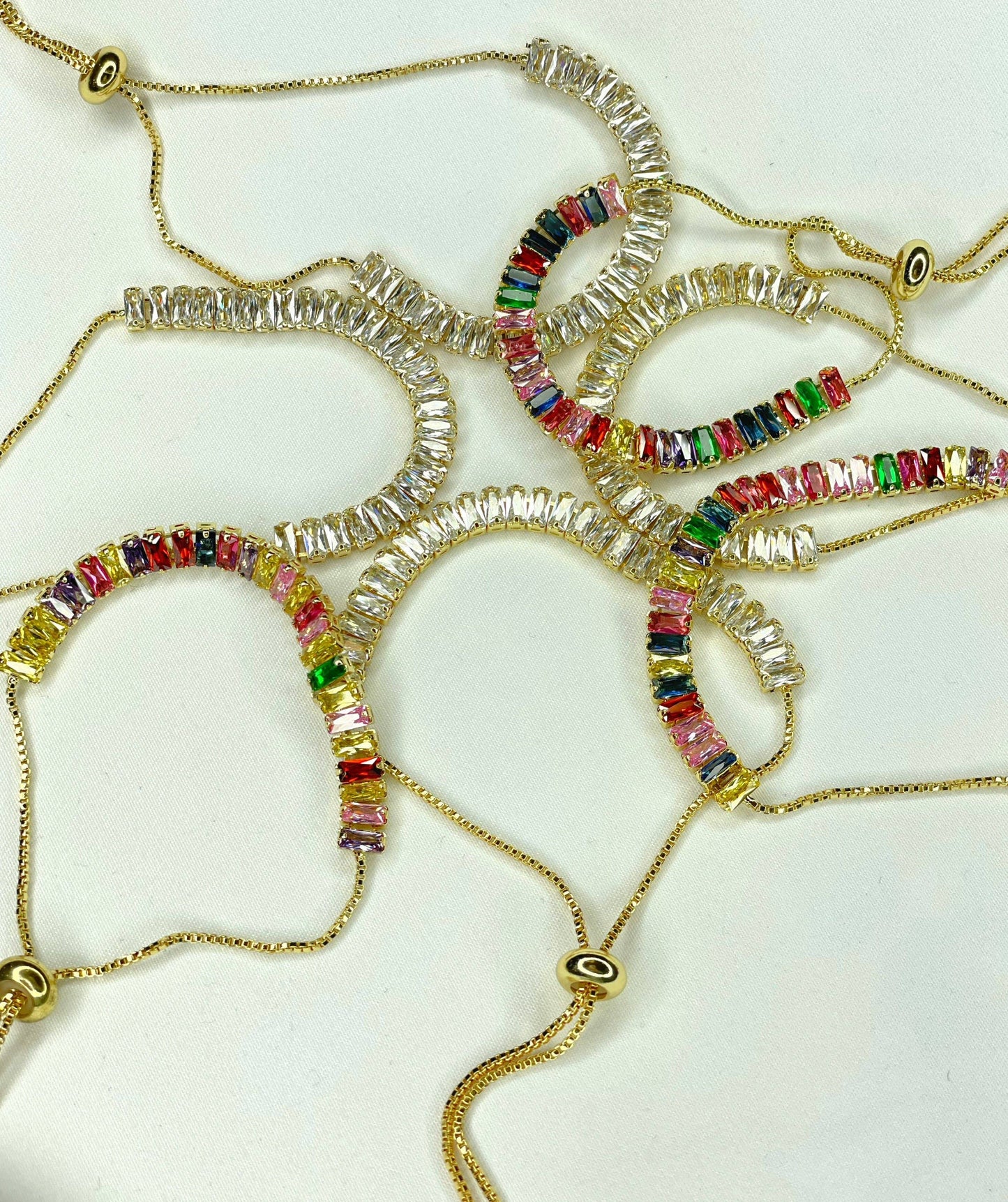 Taylor Shaye Designs Baguette Adjustable Bracelet: Rainbow