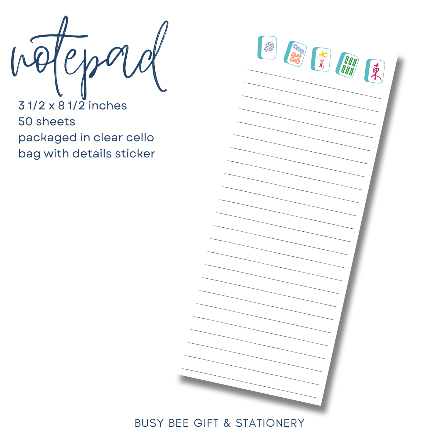 Mahjong List Notepad (3.5x8.5 Inches)