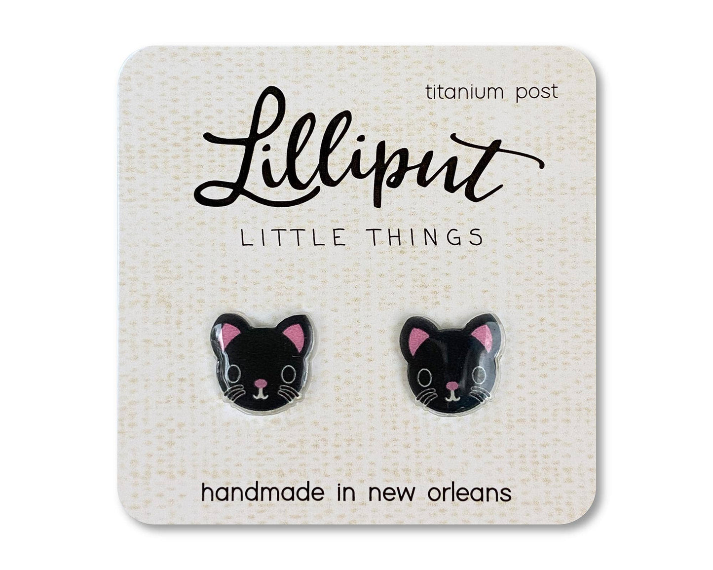 Hypoallergenic Earrings: Black Kitty Cat