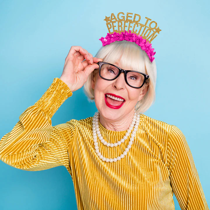 Party Headband: Aged to Perfection - Black/Gold