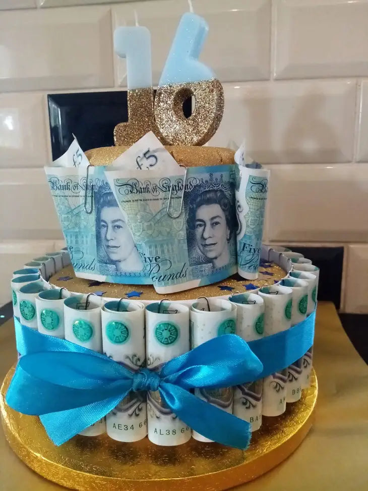 Blue and Gold Glitter Number Candle: 8