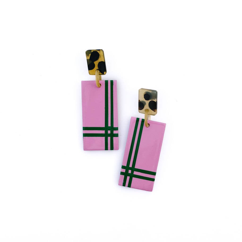 Pink Tartan Cabana Earrings