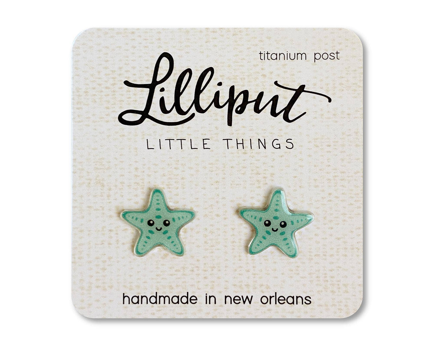 Hypoallergenic Earrings: Aqua Starfish