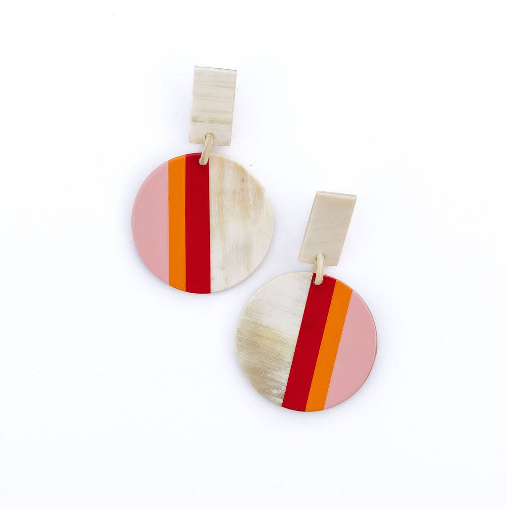 Sunshine Tienda Earrings: Pink Dancer Circle Stripe