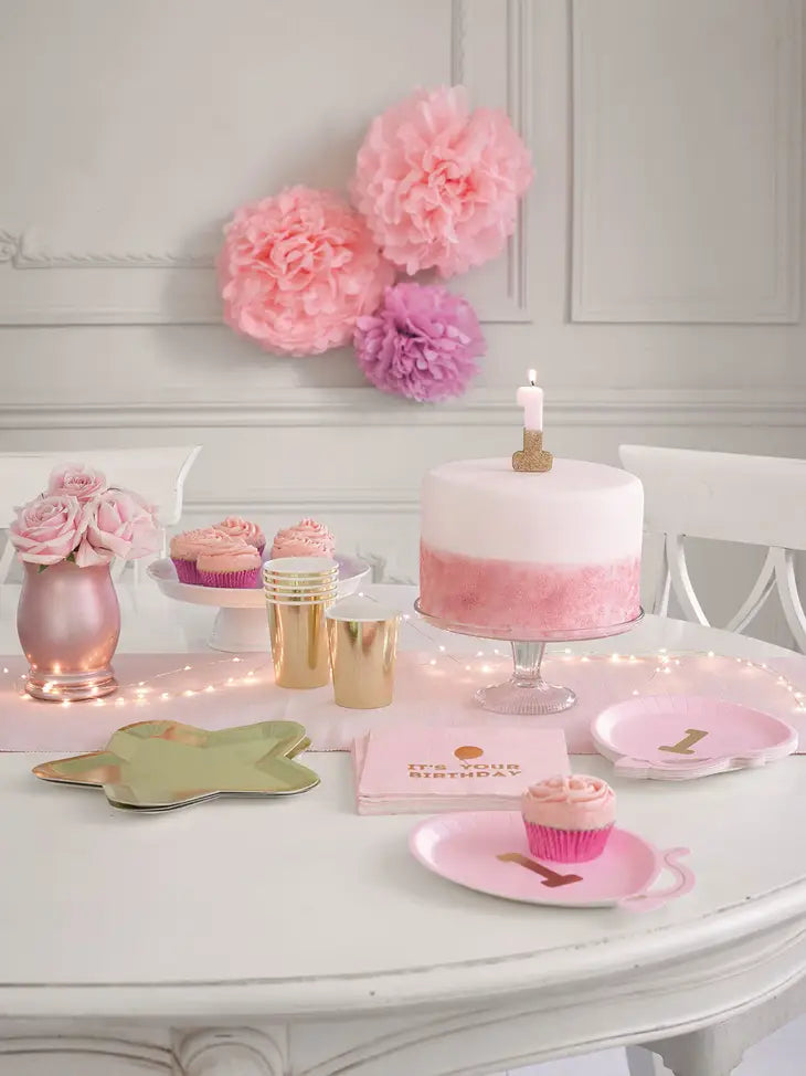 Pink and Gold Glitter Number Candle: 3