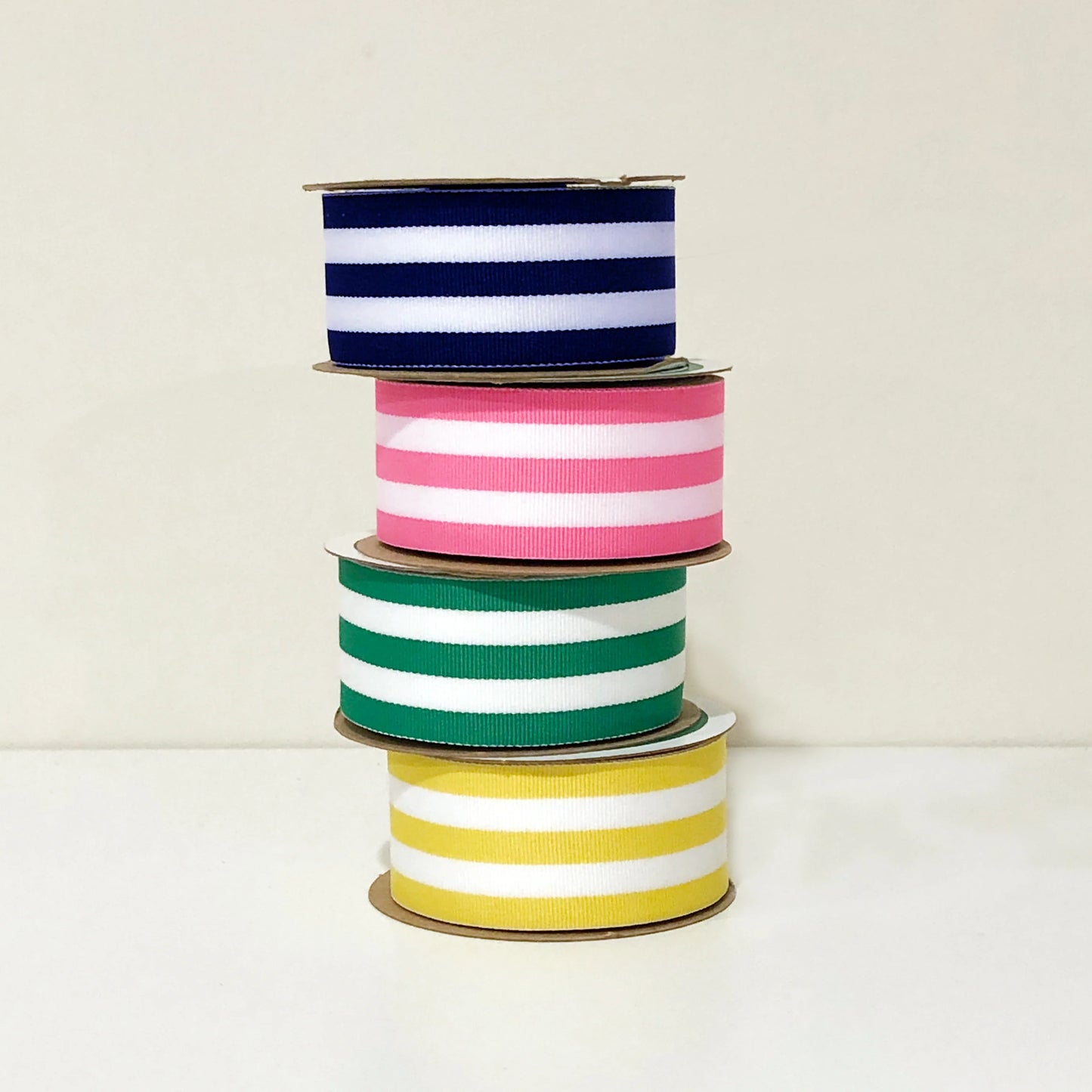 Grosgrain Ribbon Spools: Yellow + White Striped