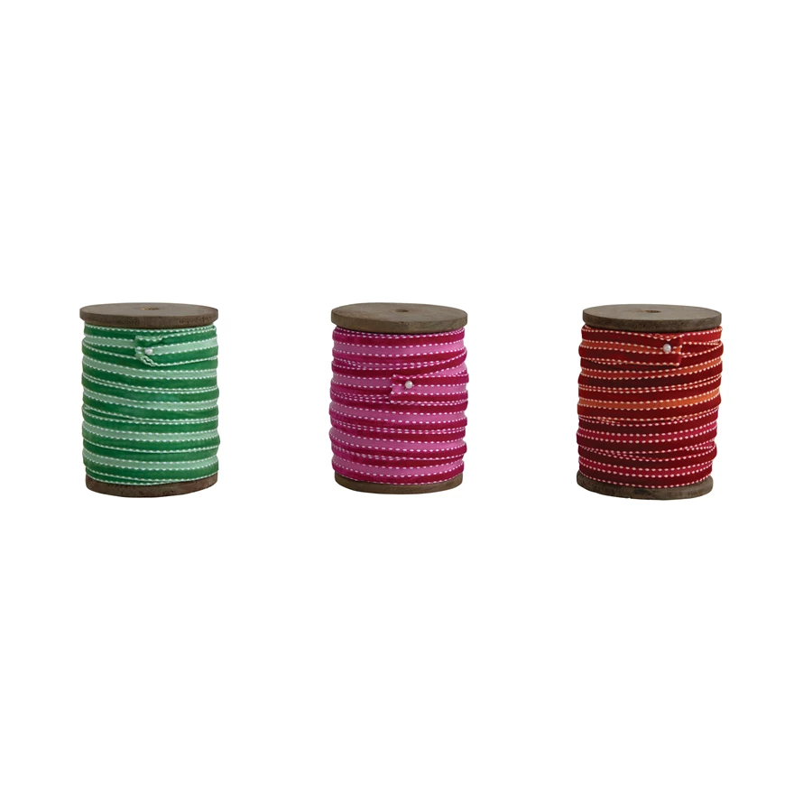 Creative Co-Op 5-Yard Ribbon on Wood Spool: Magenta
