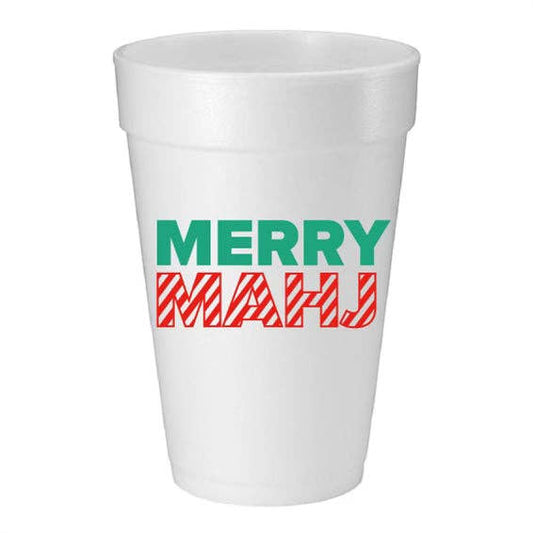 "Merry Mahj" Mahjong Foam Cups