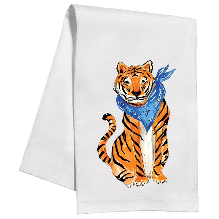 Handpainted Tiger with Bandana Kitchen Towel