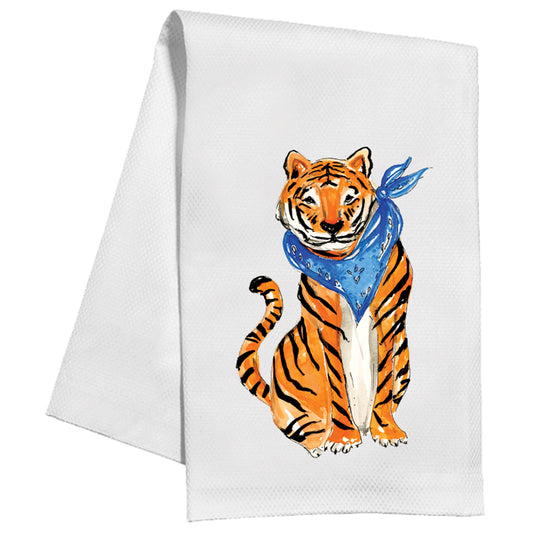 Handpainted Tiger with Bandana Kitchen Towel