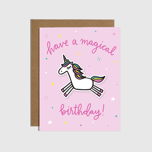 Magical Birthday Unicorn Sticker Greeting Card