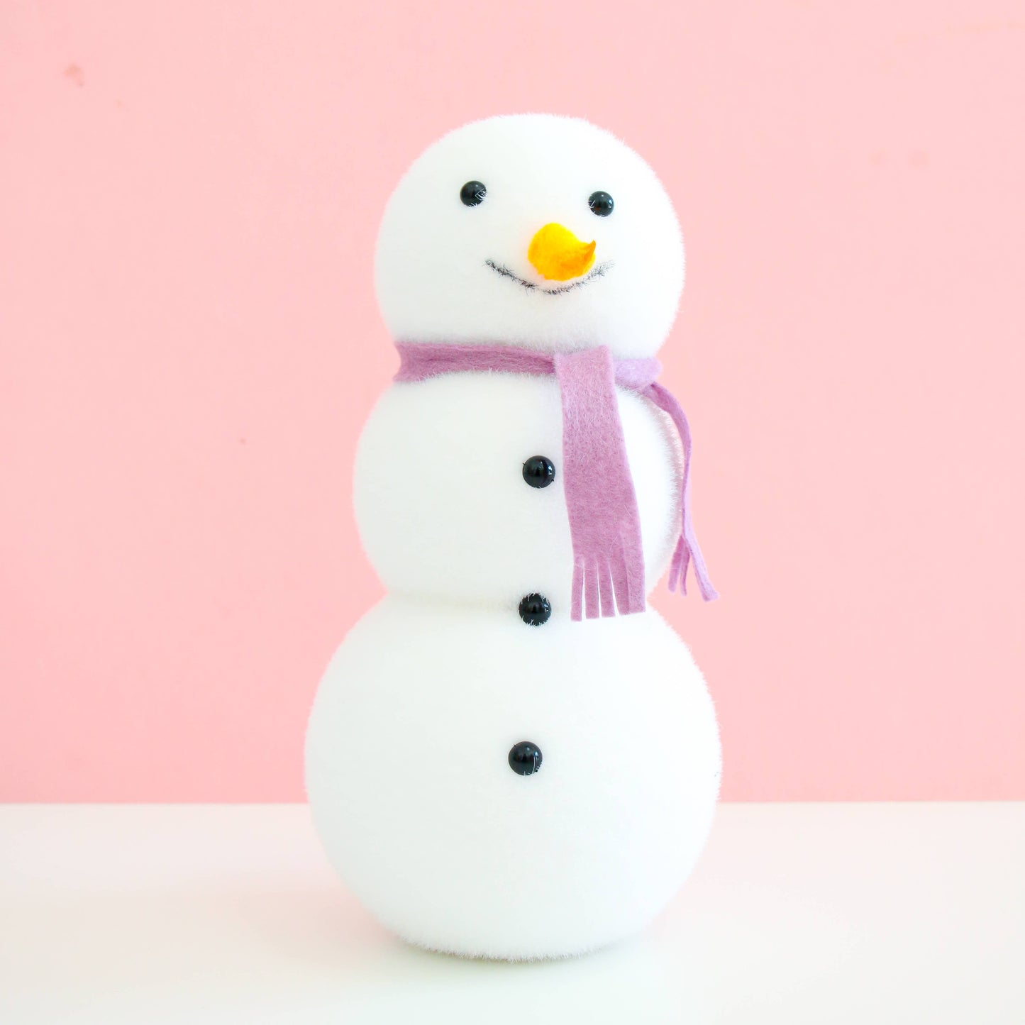 Flocked Snowman with Purple Scarf (12")