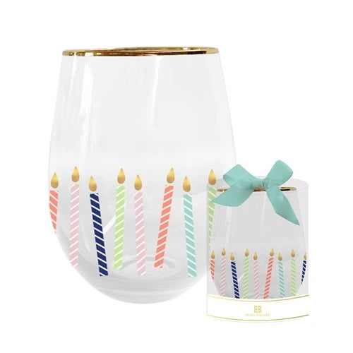 Birthday Candles Stemless 16oz Wine Glass
