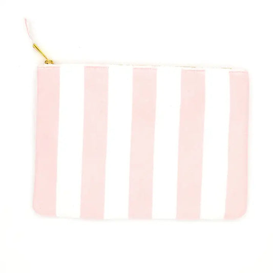 Large Pink Stripe Terry Cloth Pouch
