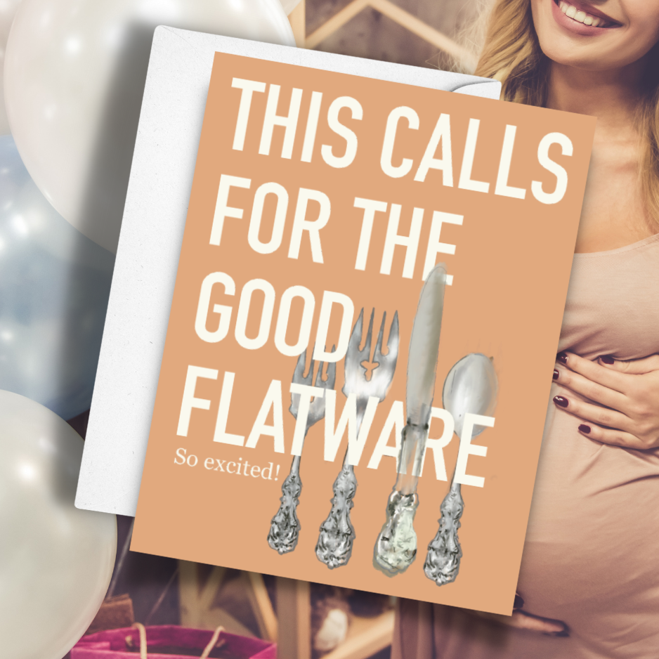 This Calls for the Good Flatware Greeting Card