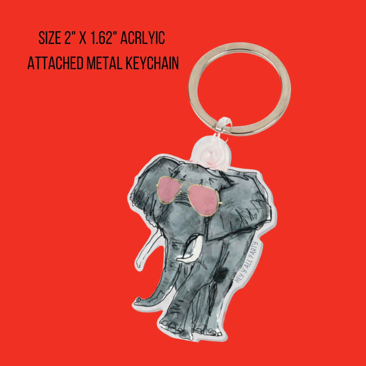 Elephant Wearing Aviator Sunglasses Acrylic Keychain